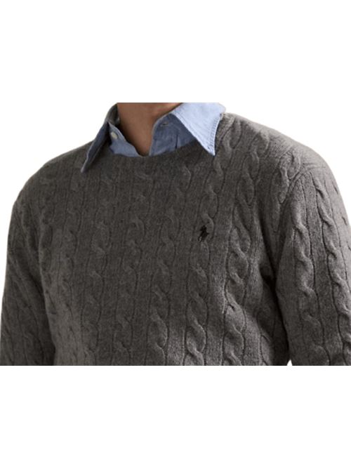 Maglia da uomo in misto lana e cashmere con lavorazione a trecce, colore grey POLO RALPH LAUREN | 710876762012